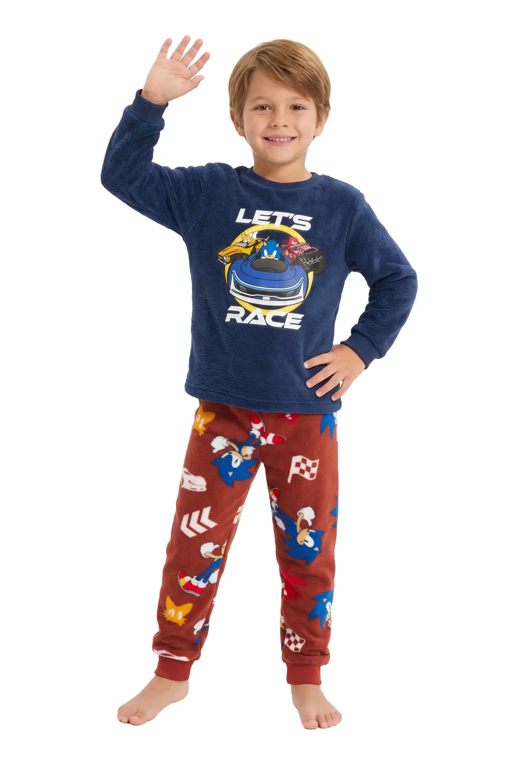 Long Sleeve Sonic Coral Fleece Boys Pyjama ZH55711