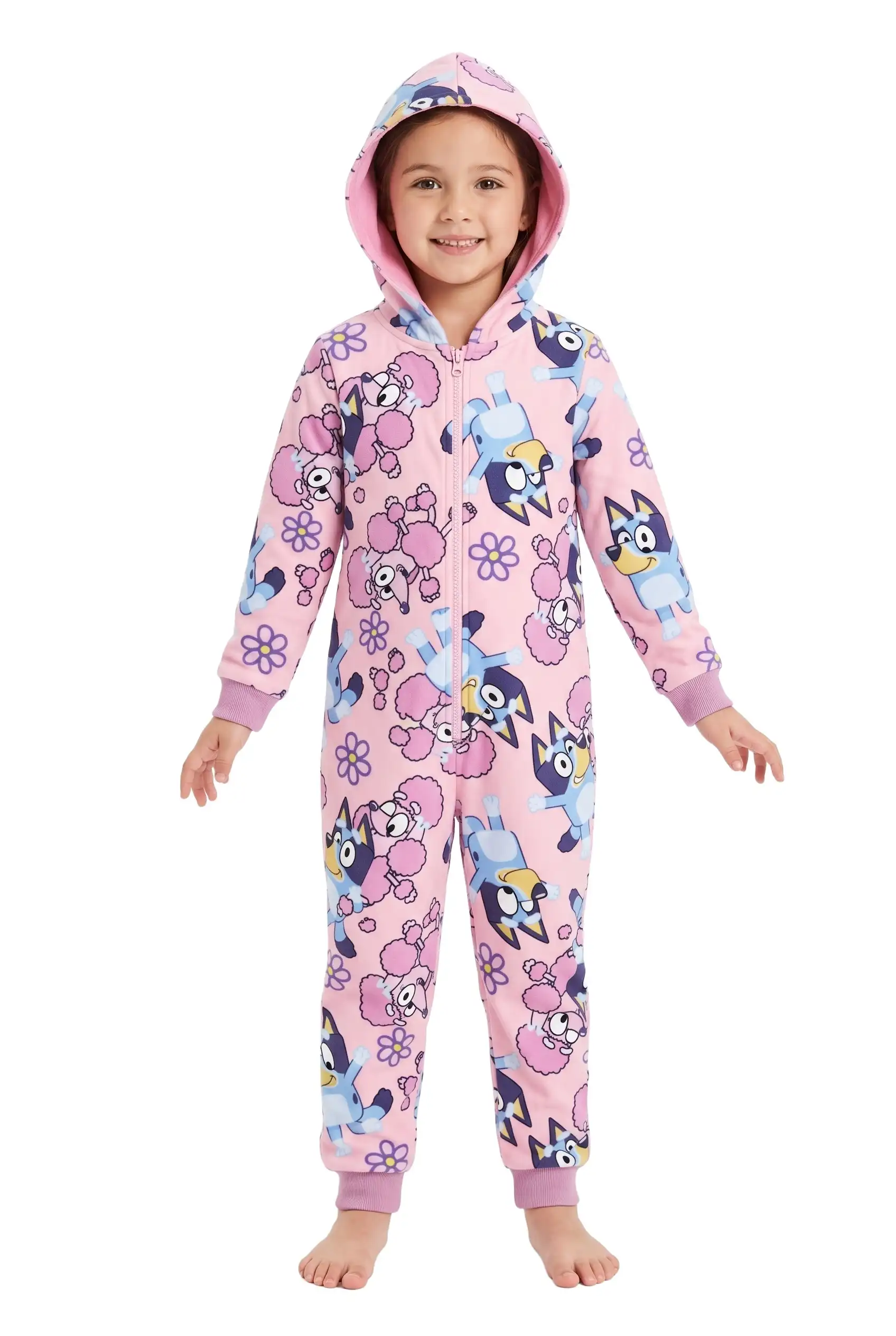 Girls Bluey Printed Coral Fleece Jumpsuit ZH20095