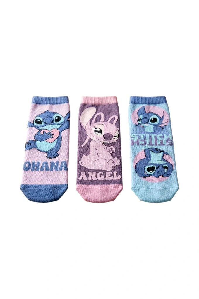 Girls Stitch and Angel Printed Soft Knit Socks ZH06071