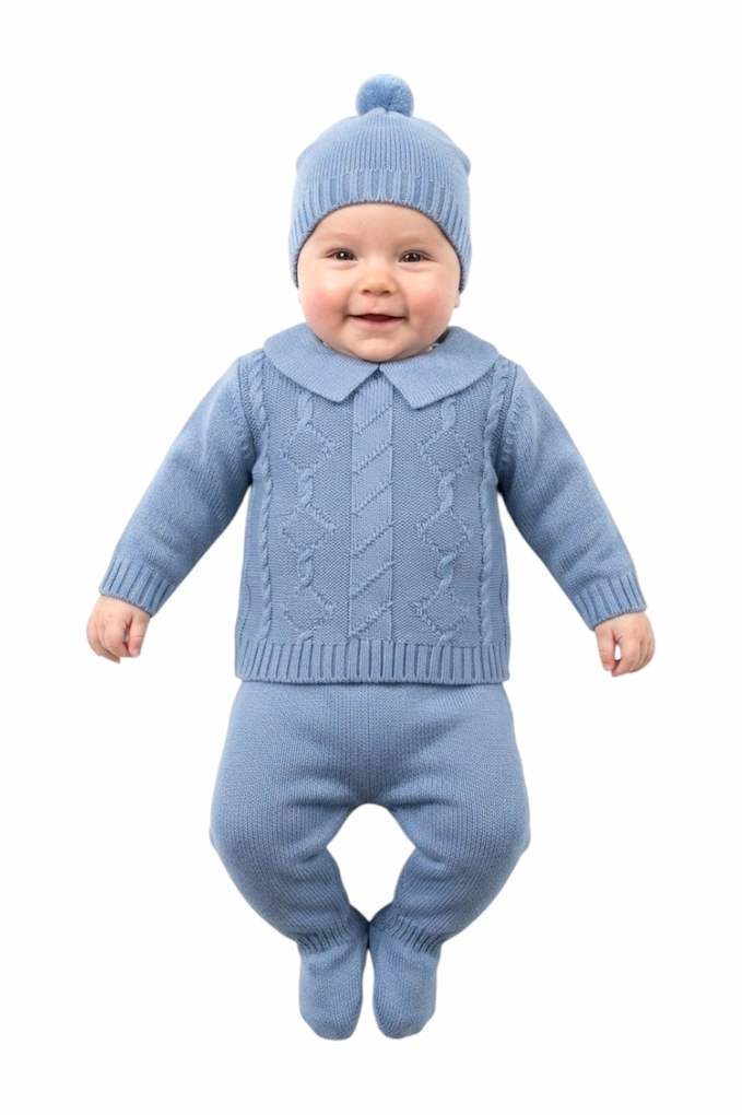 748 Knitted 3 Pieces Baby Set