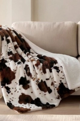 Animal Print Coral Fleece Blanket with Sherpa Dolz REX