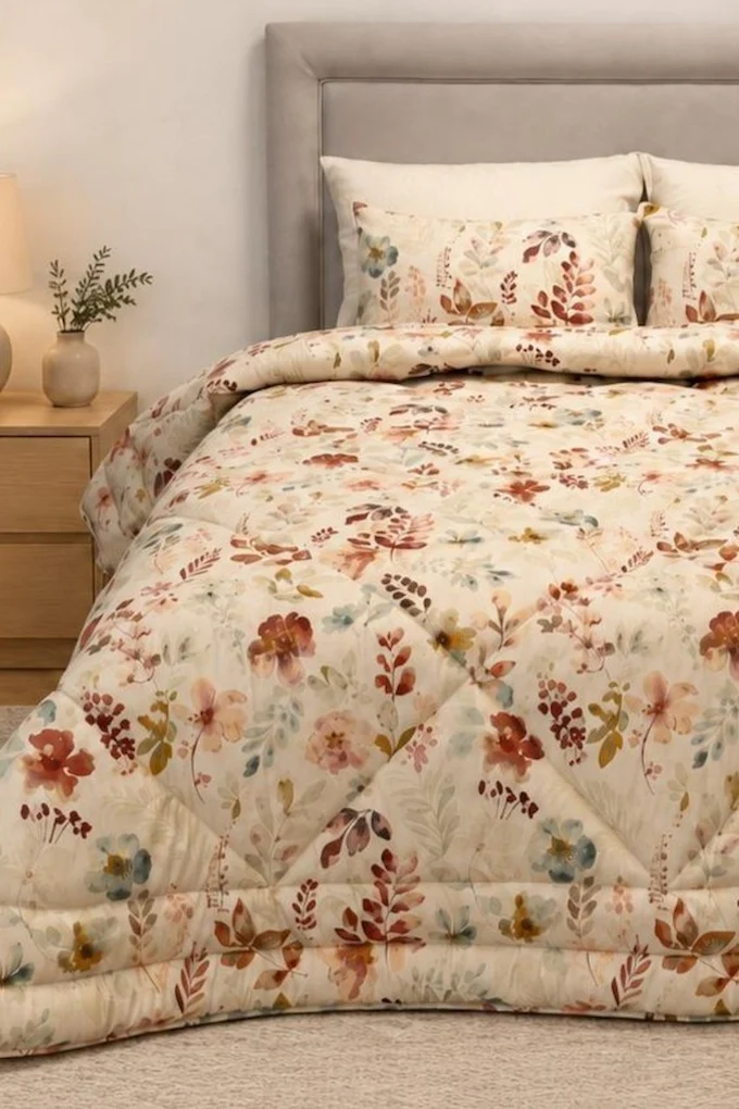 Floral Printed Quilted Comforter Double Florença