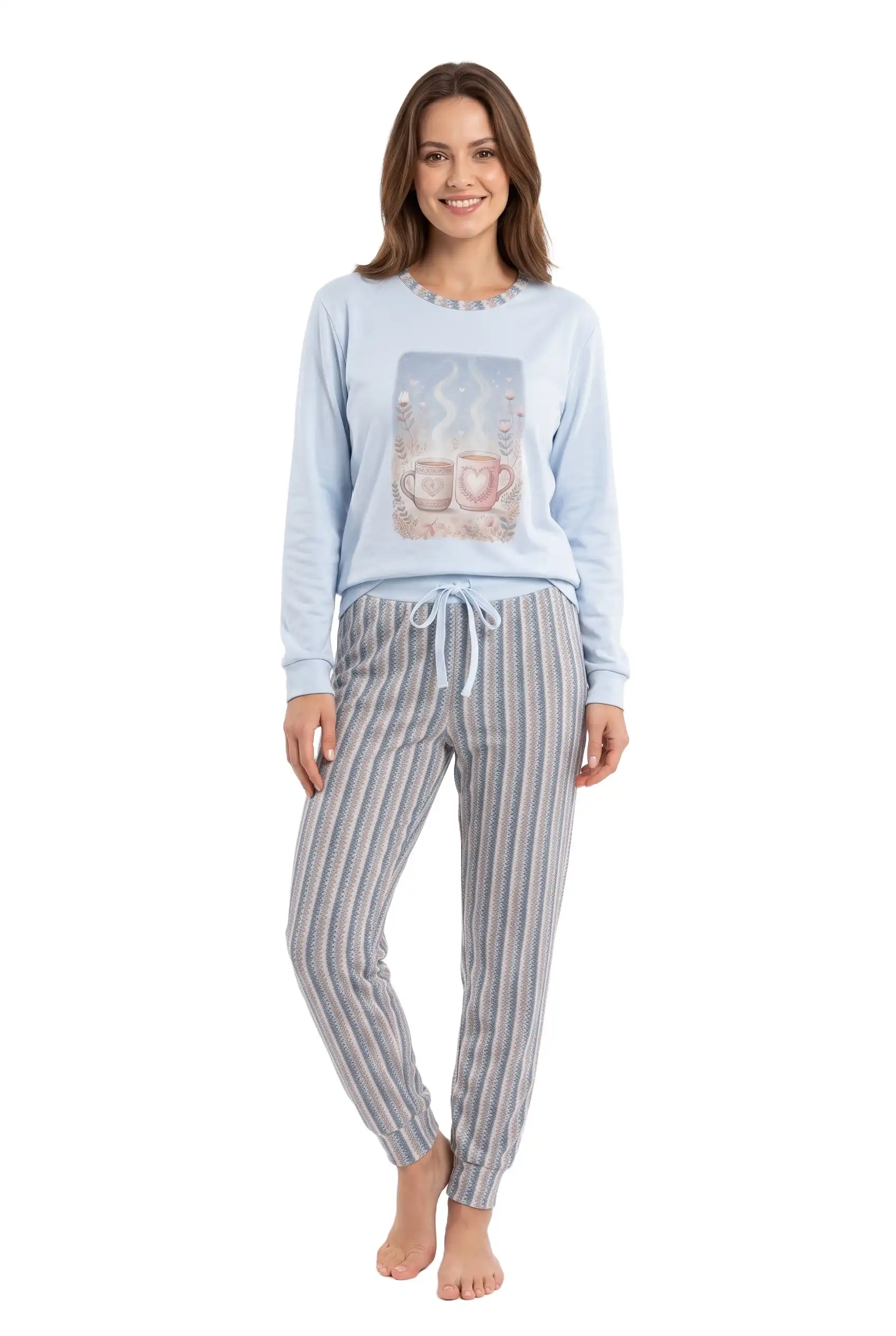 Women Long Sleeve Brushed Pyjama Fiil Fashionwear 3659/3