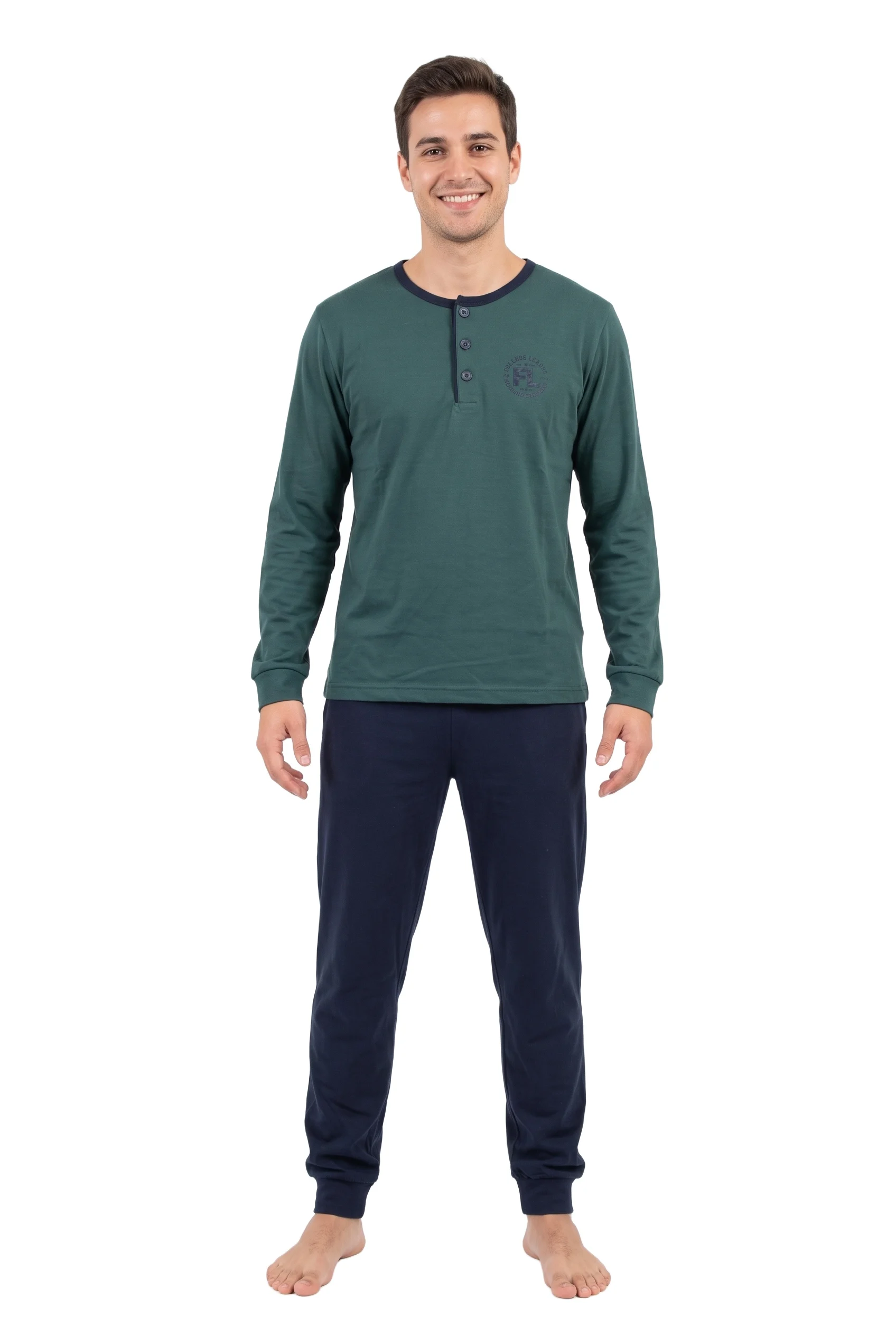 Men Long Sleeve Brushed Pyjamas Fiil Fashionwear 4452