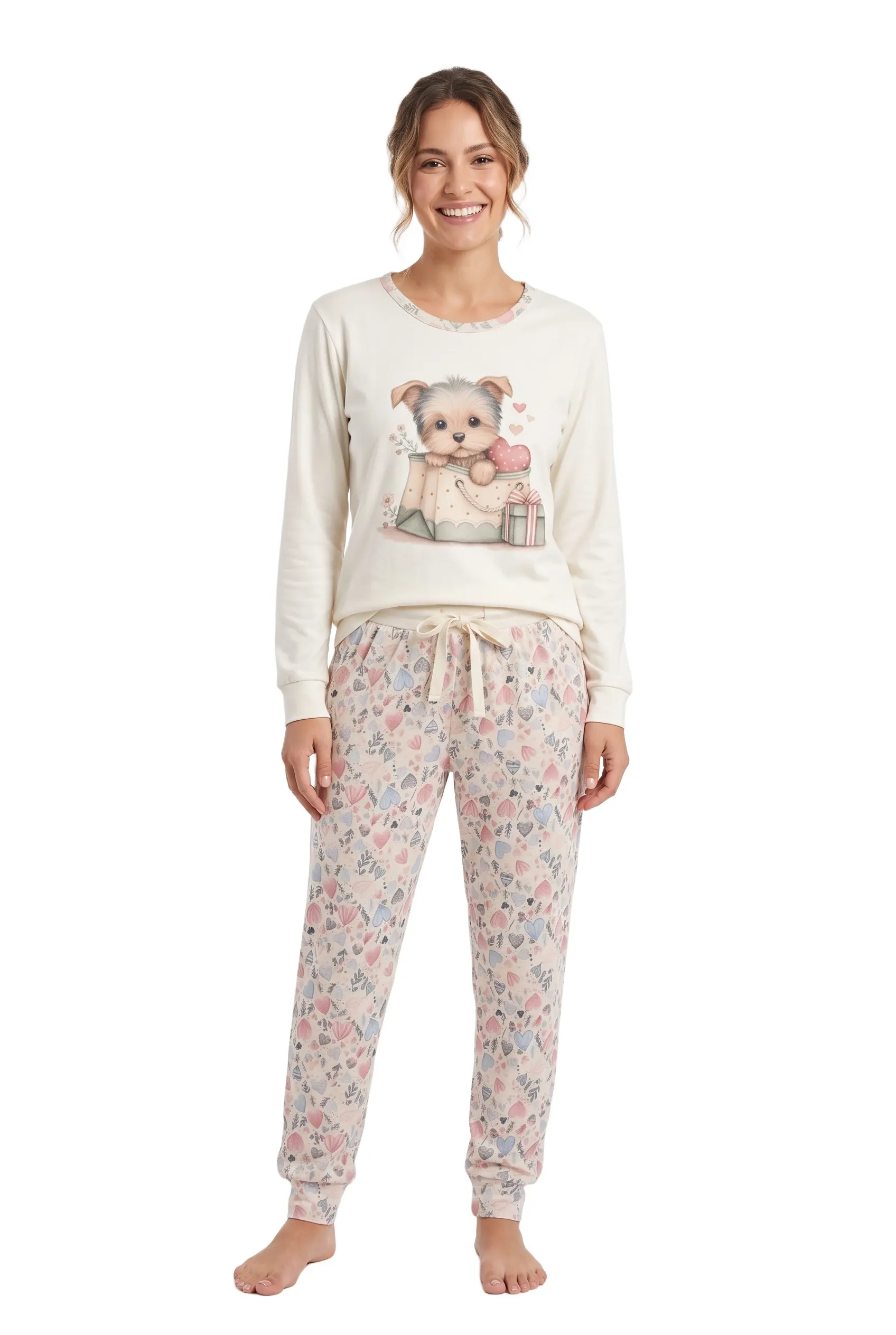 Women Brushed Long Sleeve Pyjama Fiil Fashionwear 3660/2