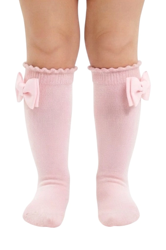 Girls High Socks Double Grosgrain Bow Fiil Fashionwear 4207