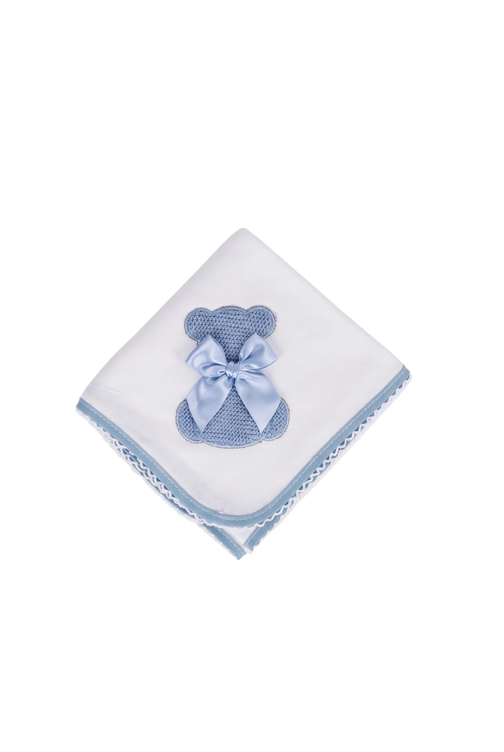 Baby Embroidered Bear Waffle Bow Muslin Diaper FRD-01