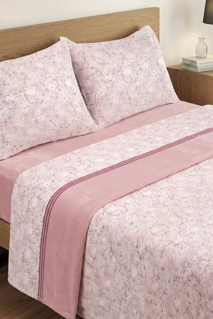 Printed Coral Fleece Bed Sheet Set AVE