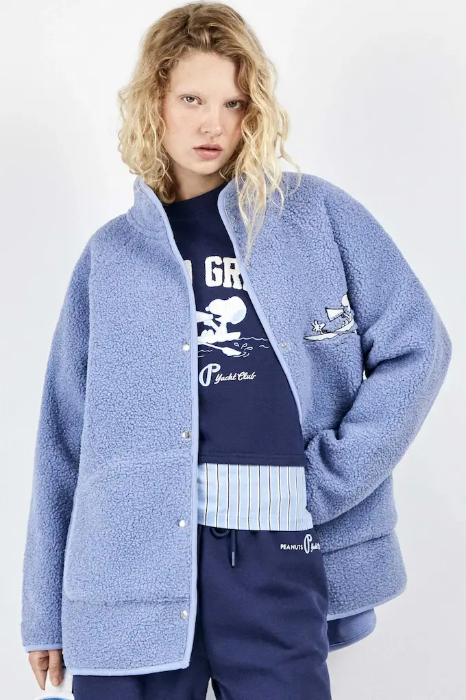 Women Snap Button Sherpa Jacket Snoopy Gisela 2/20463