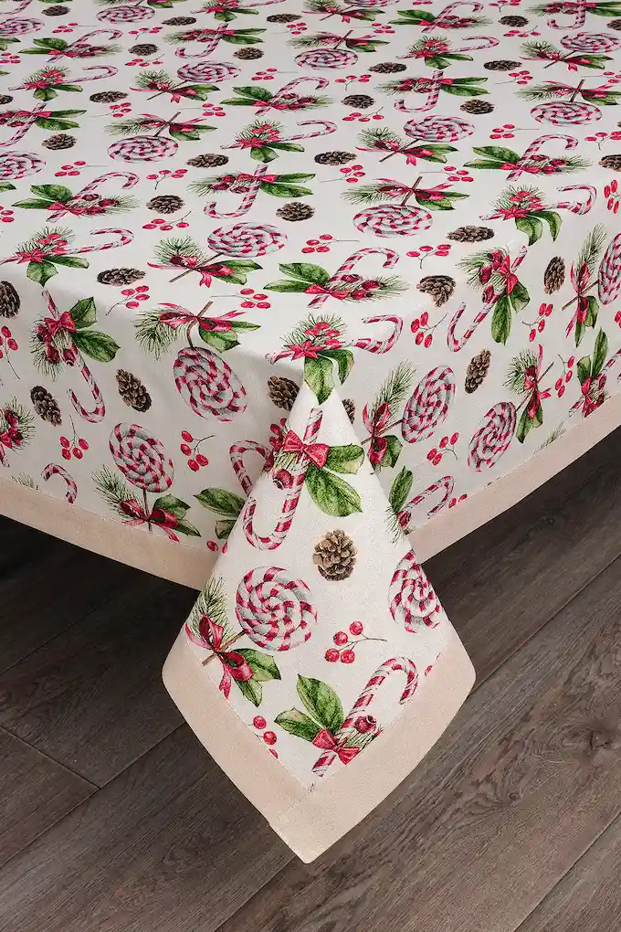 Christmas Printed Tablecloth Applied Border DIVA