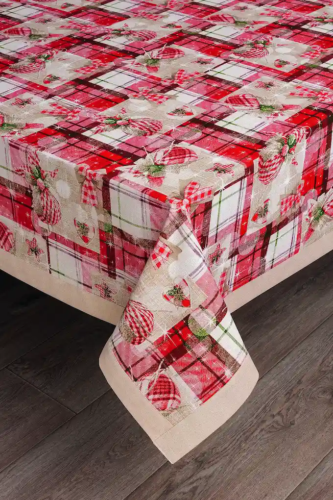 Christmas Printed Tablecloth Applied Border Susana
