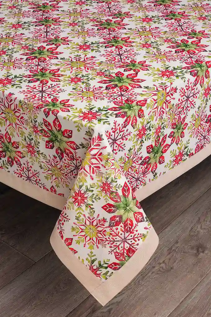 Snowflake Printed Tablecloth with Applied Border Rute
