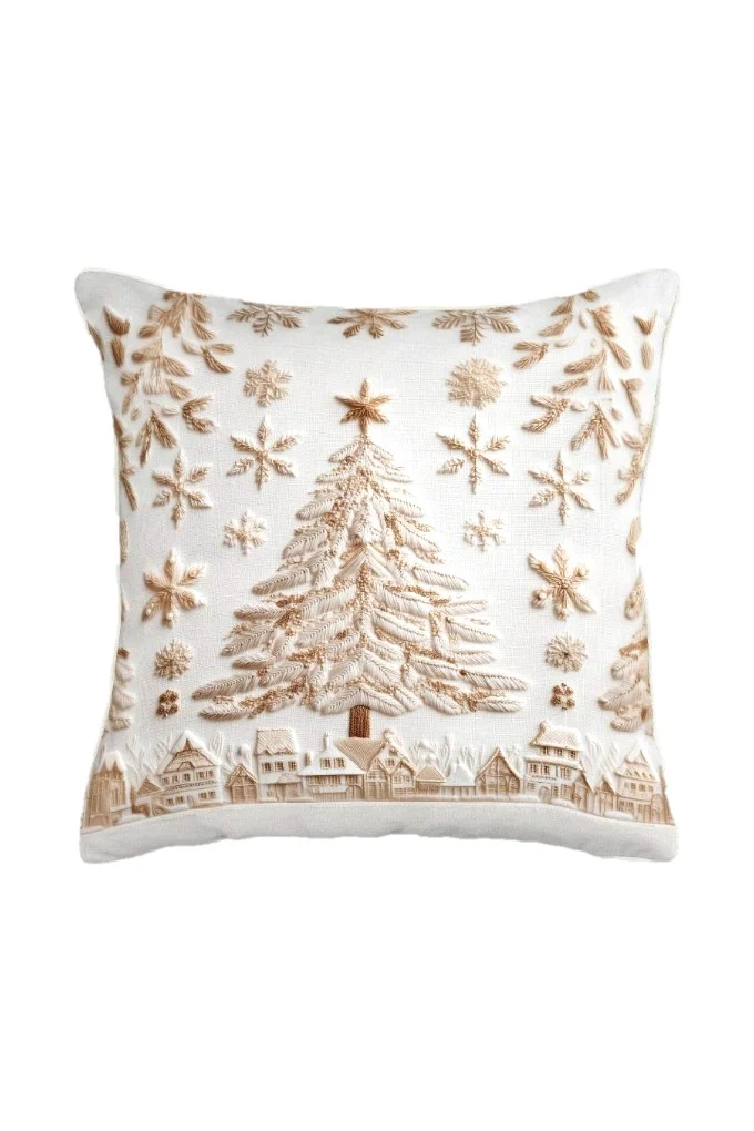Christmas Village Embroidered Soft Cushion 26-611