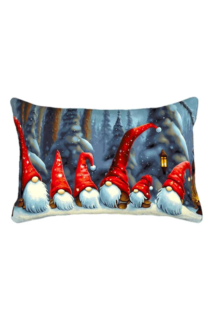Christmas Gnomes Printed Soft Touch Pillow 26-625