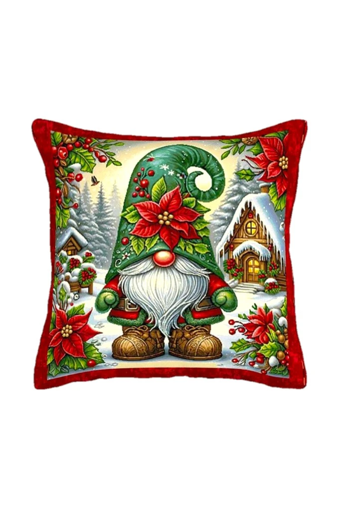Christmas Gnome Printed Cushion Soft Fabric 26-628