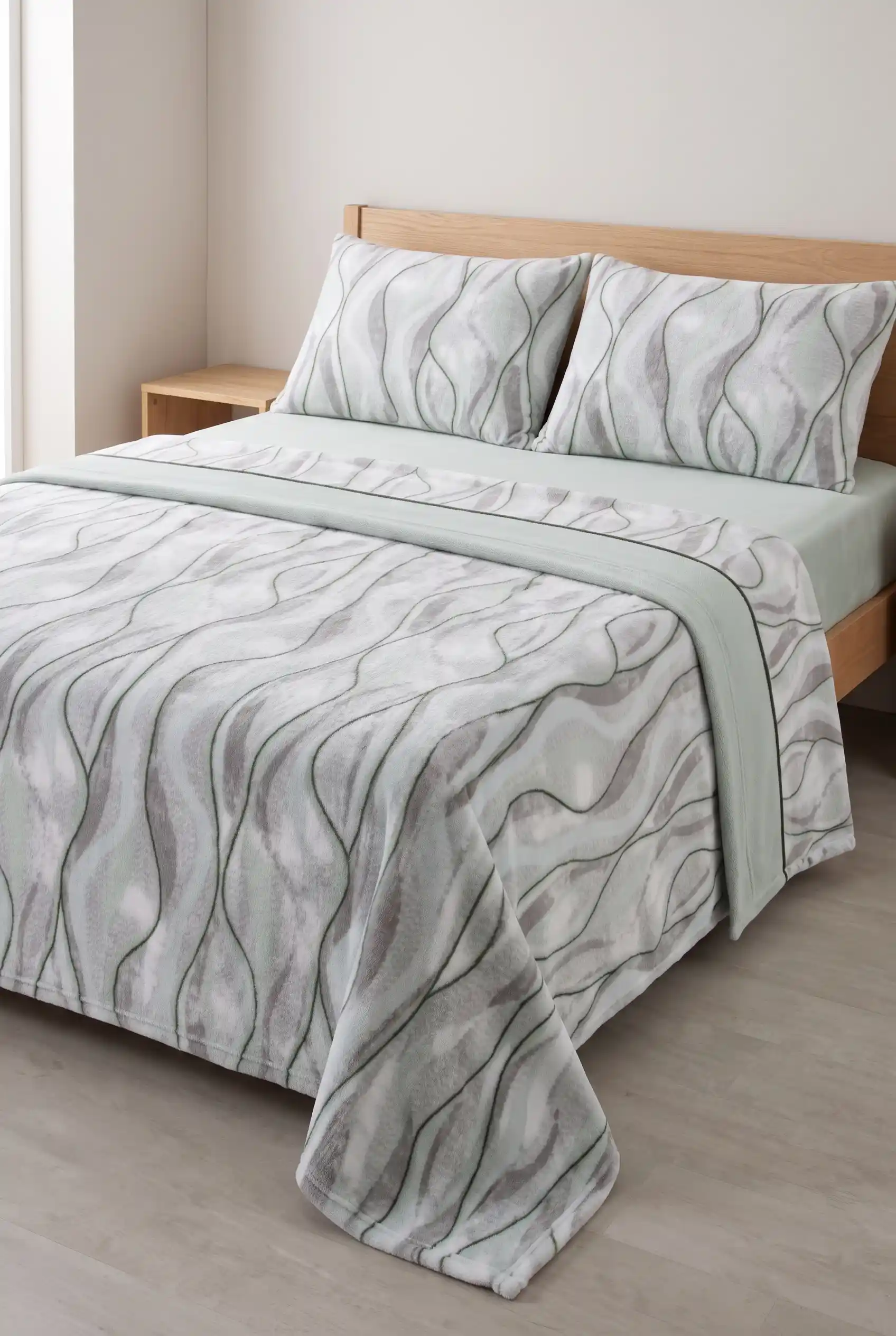 Printed Coral Fleece Bed Sheet Set 5070
