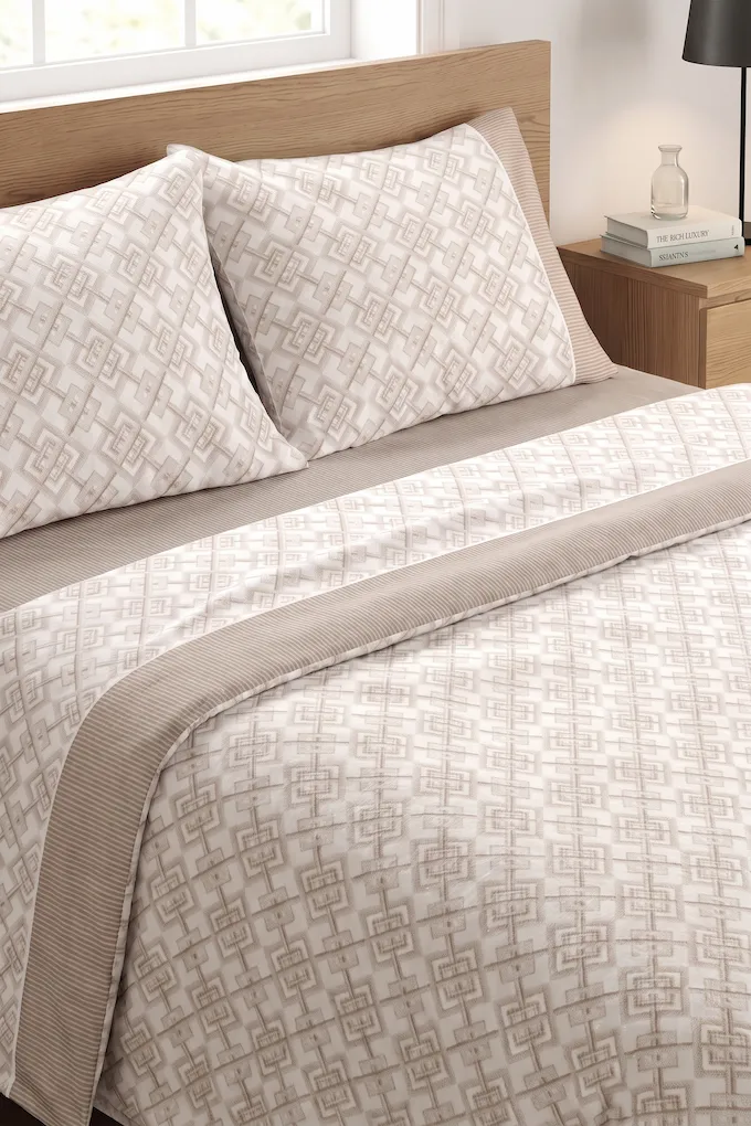 Bed Sheet Set Printed Geometric Flannel Home Minho