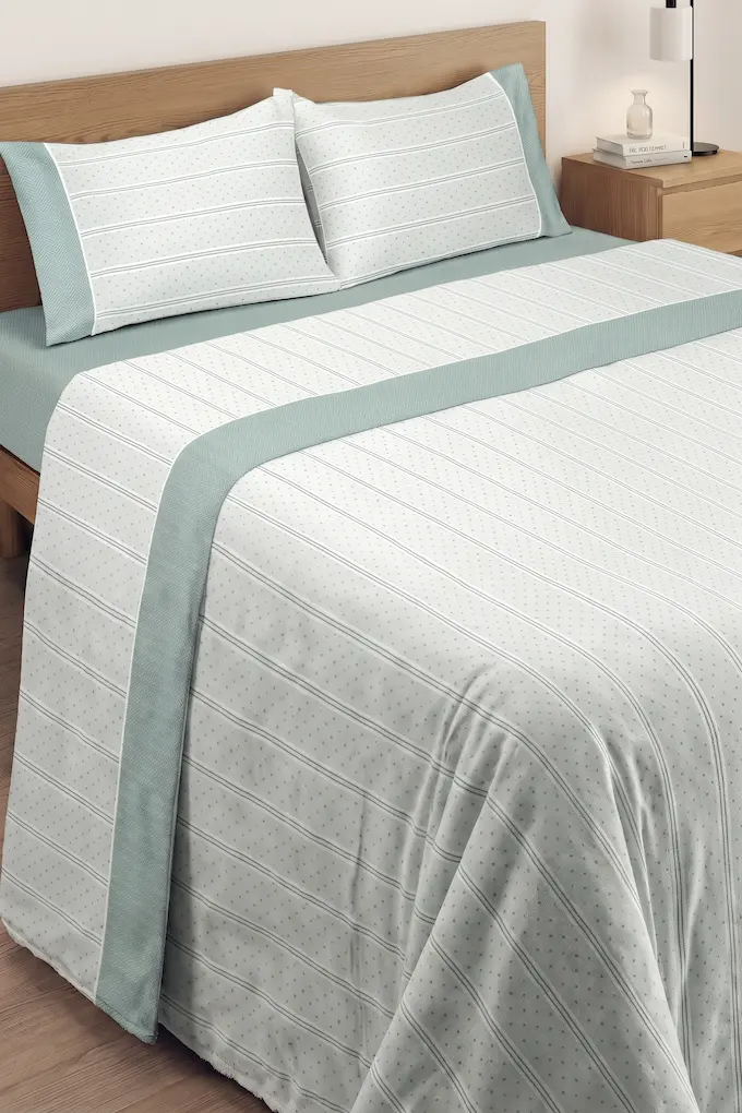 Printed Striped Flannel Bed Set TÂMEGA